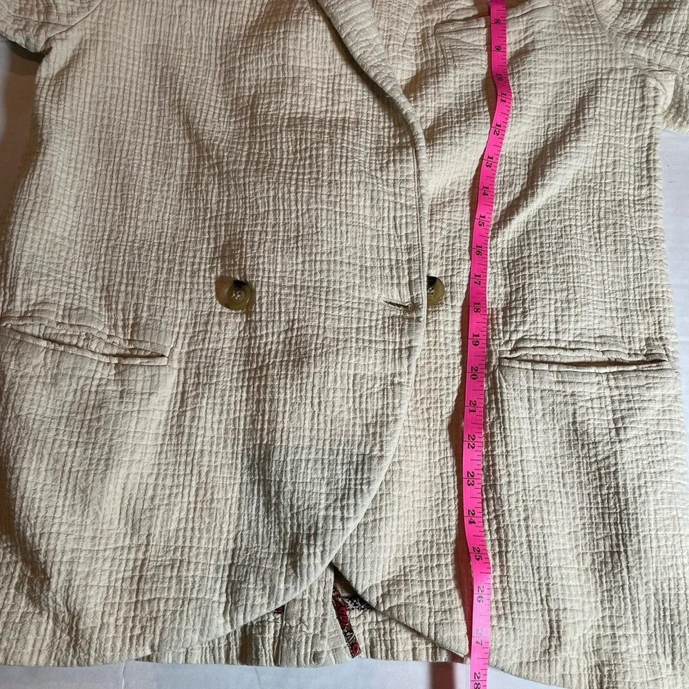 Free People Rowan Cotton Gauze Double Breasted Blazer Jacket‎ in Ecru/Cream Sm